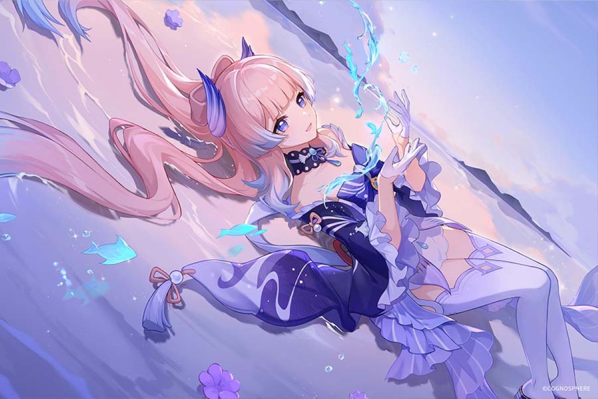 Ilustrasi resmi Kokomi untuk kalender Februari. (Hoyoverse/Genshin) - Image