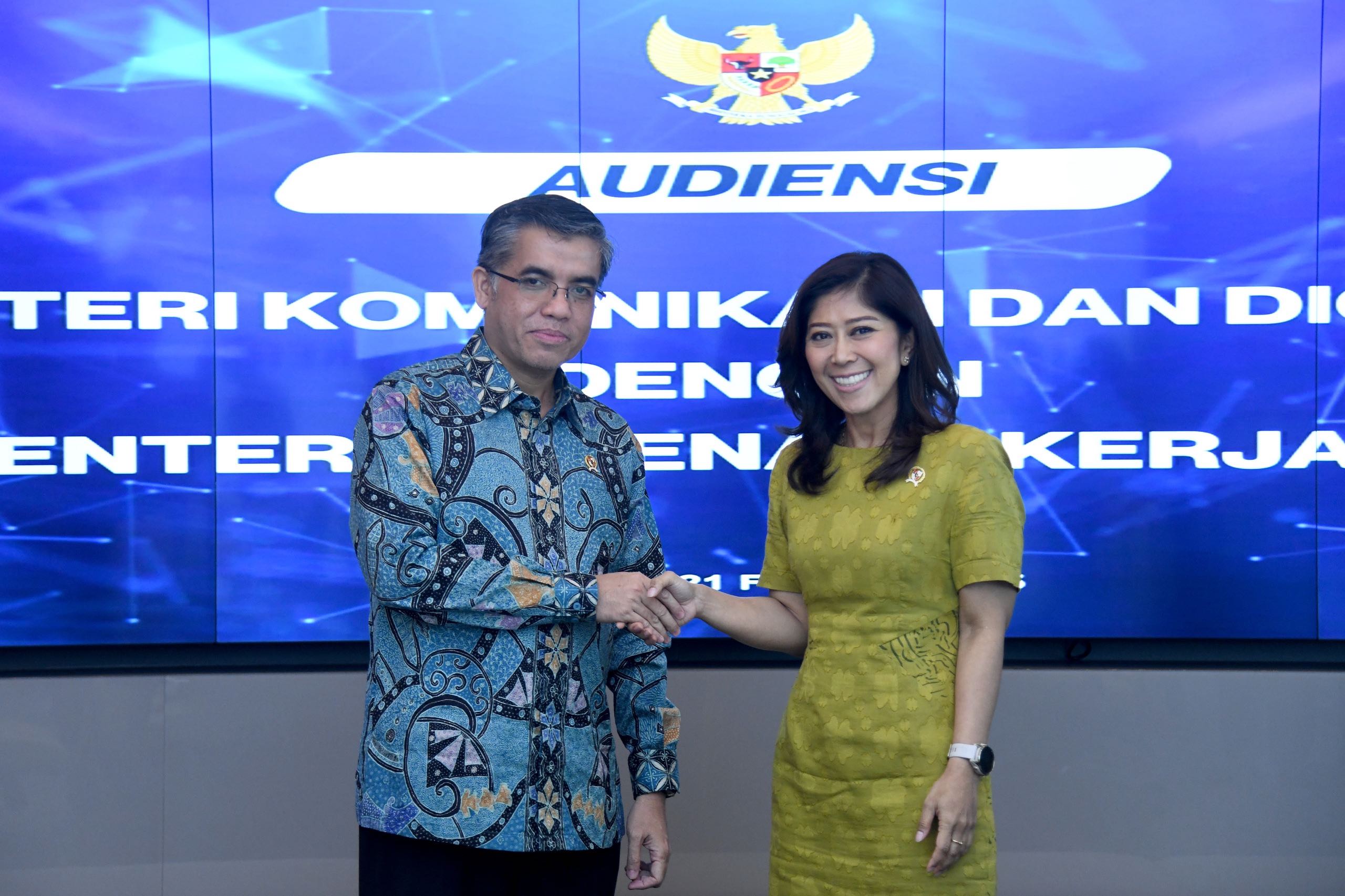 Kementerian Komunikasi dan Digital (Kemkomdigi) dan Kementerian Ketenagakerjaan (Kemenaker) bersinergi untuk perkuat pelatihan talenta digital dan siap ciptakan lapangan kerja baru. (Dok. Komdigi) - Image