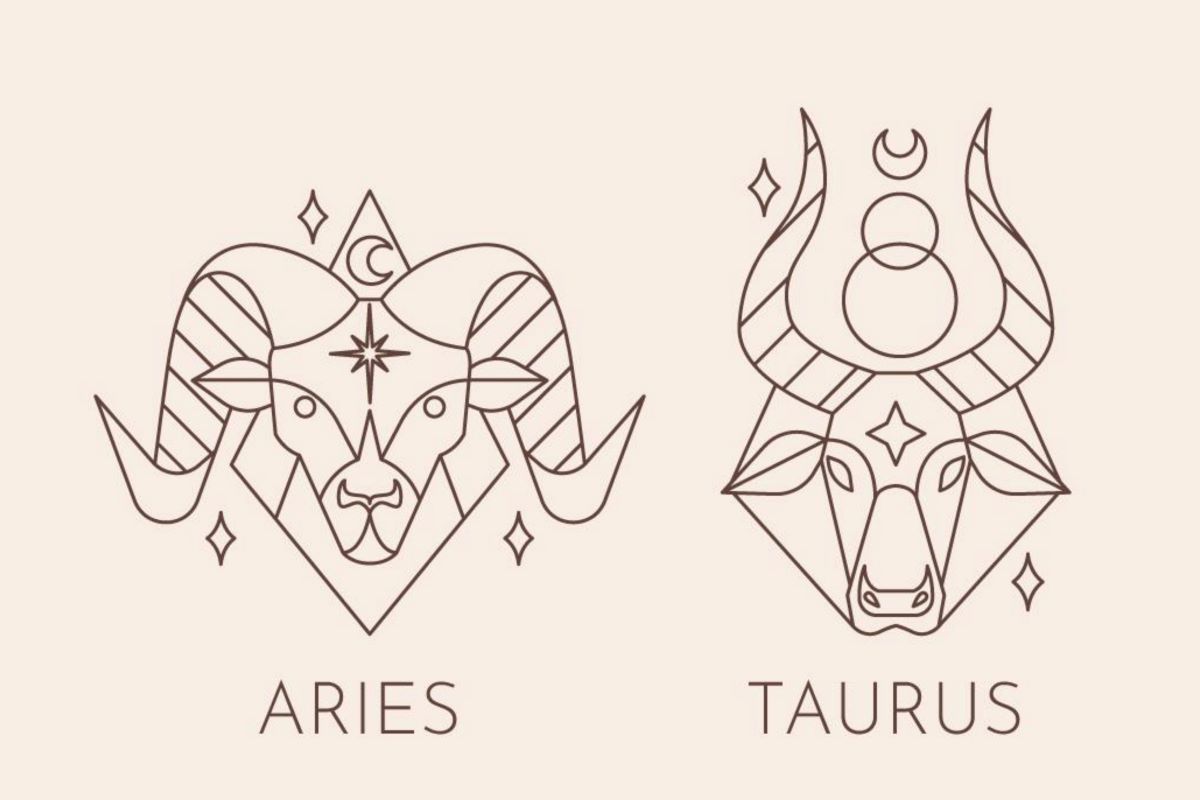 Ilustrasi zodiak Aries dan Taurus. (freepik) - Image