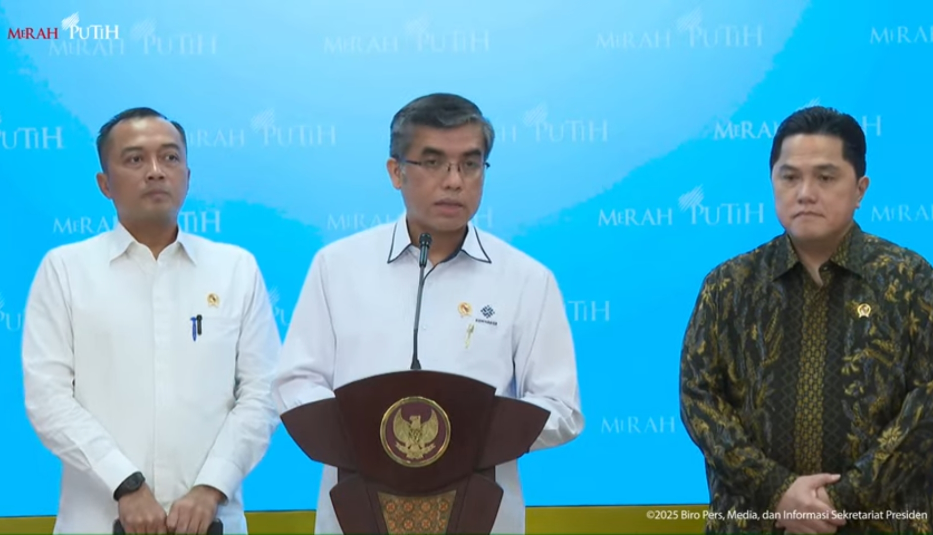 Menteri Ketenagakerjaan Yassierli menyebut, hal ini sejalan dengan komitmen dan langkah kurator yang akan menyewakan aset dan mesin milik PT Sritex Group kepada investor. (Youtube Setpres) - Image