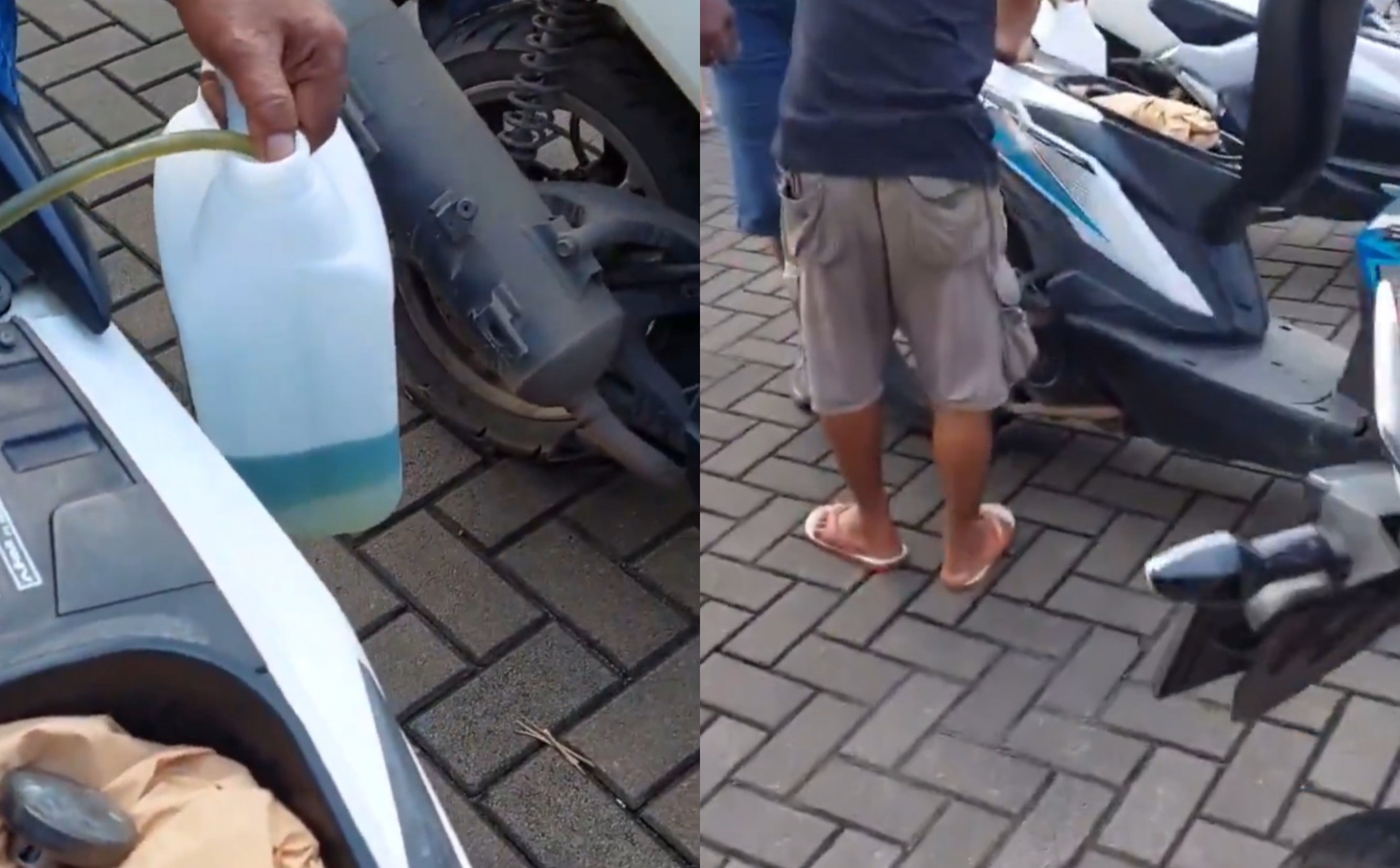 Viral di X, warga isi BBM Vivo di area Kranji, Bekasi, terdapat kandungan air. (Platform X) - Image