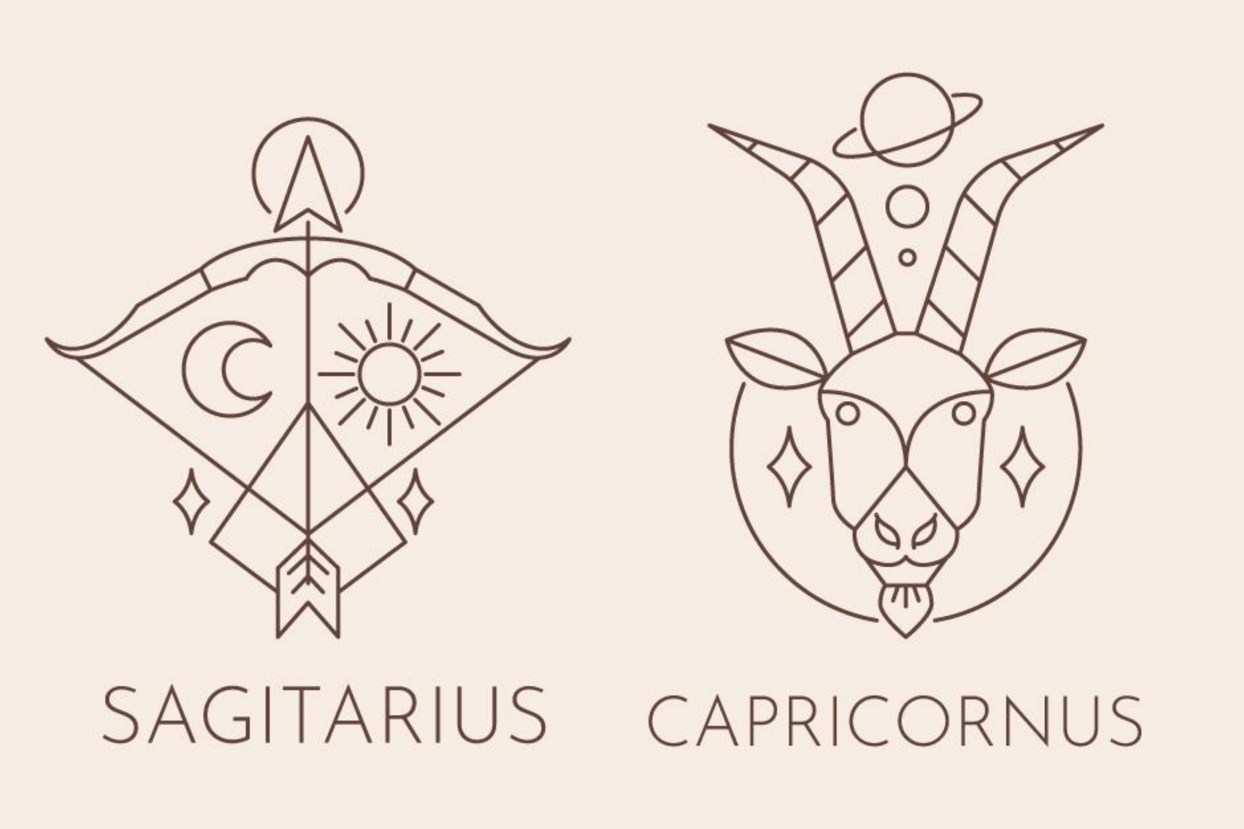 Ilustrasi zodiak Sagitarius dan Capricorn. (Freepik) - Image