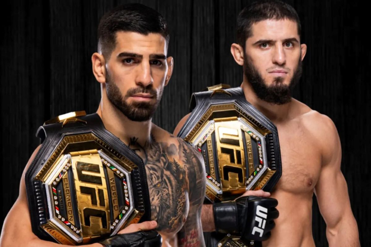 Juara Kelas Bulu Ilia Tuporia (kiri) dan Islam Makhachev pemegang sabuk juara Kelas Ringan UFC. (Marca.com) - Image