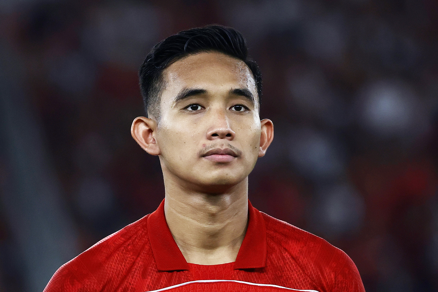 Pemain Timnas Indonesia Rizky Ridho Ramadhani saat bertanding melawan Timnas Bahrain pada laga Grup C putaran ketiga Kualifikasi Piala Dunia 2026 Zona Asia di Stadion Utama Gelora Bung Karno, Senayan, Jakarta, Selasa (25/3/2025). (Dery Ridwansah/ JawaPos. - Image