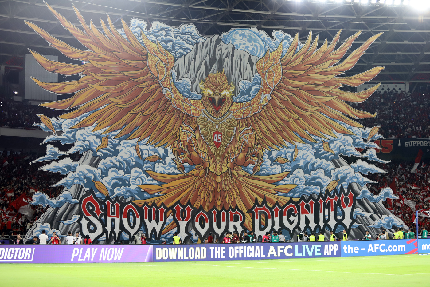 Koreografi Spektakuler Show Your Dignity dari Suporter Timnas Indonesia. (Dery Ridwansah/JawaPos.com) - Image
