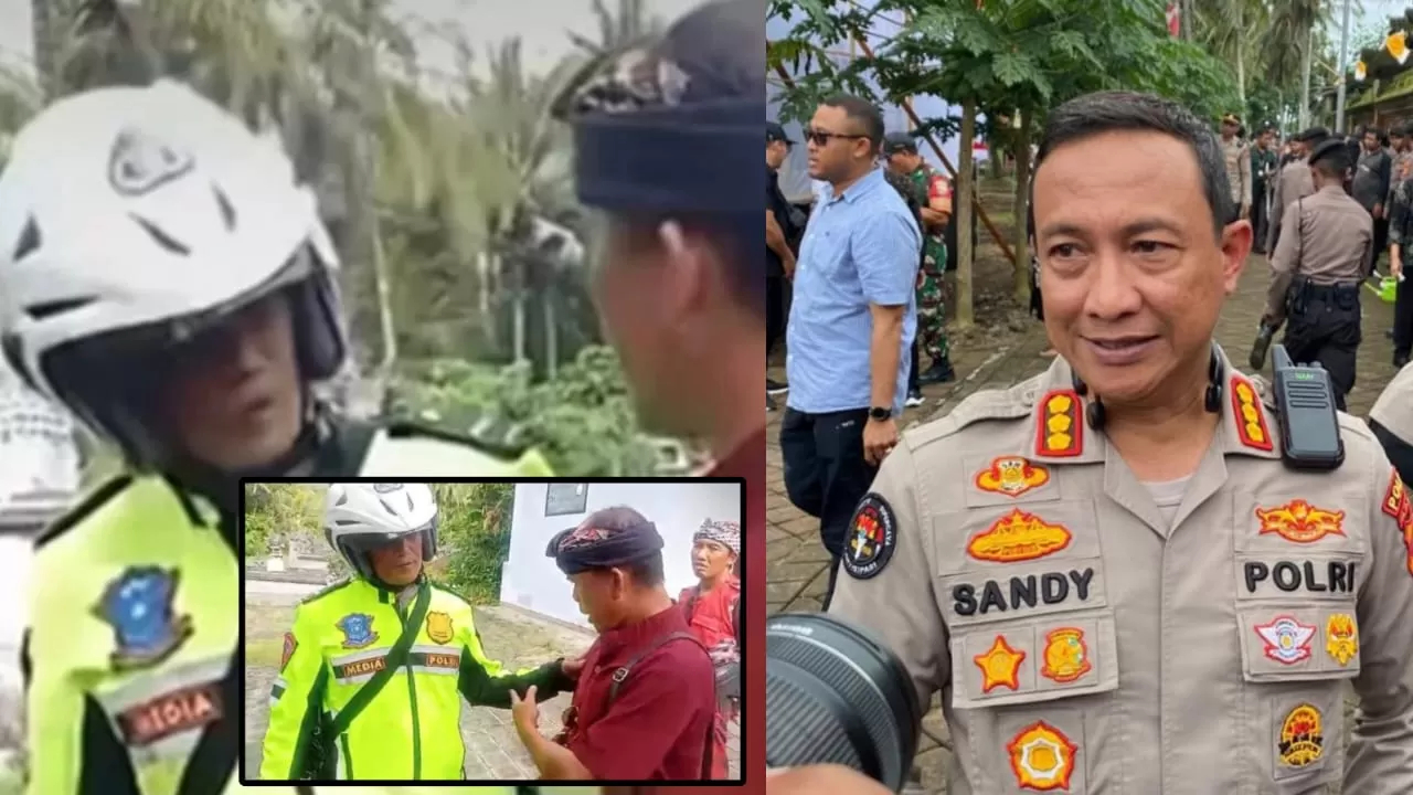 Kolase foto polisi di Jembrana yang ugal-ugalan saat Hari Suci Nyepi (kolase/radarbali.jawapos.com) - Image