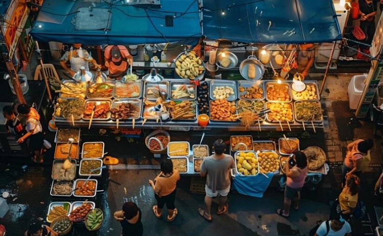 Ilustrasi- Kota Surabaya dan kuliner street food yang menarik. (Freepik) - Image