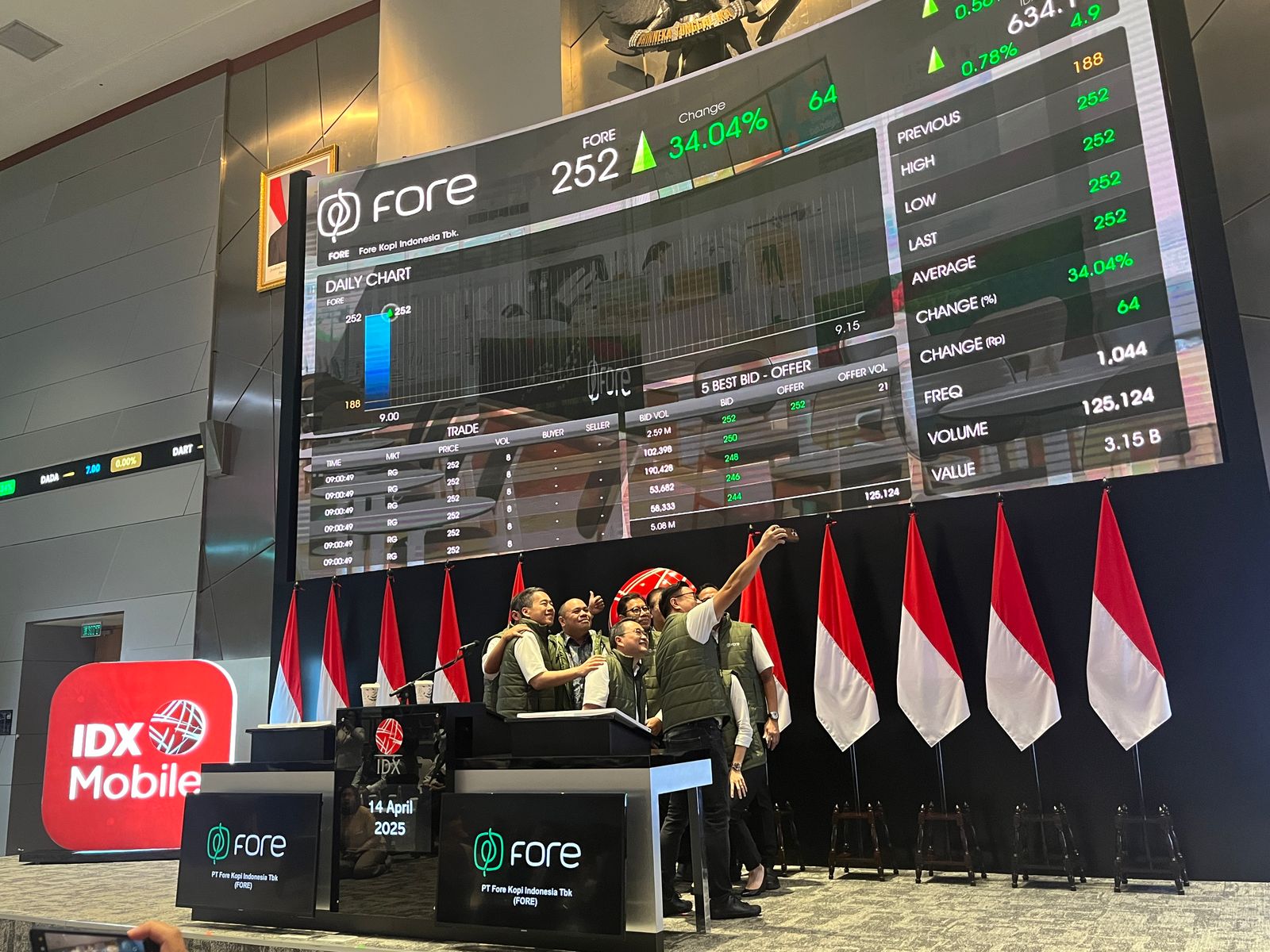 PT Fore Kopi Indonesia Tbk (FORE) secara resmi telah mencatatkan saham perdana (IPO) di Bursa Efek Indonesia (BEI). - Image
