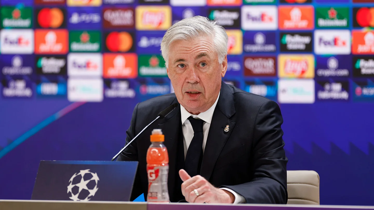 Carlo Ancelotti pada sesi konferensi pers usai takluk lawan Arsenal (Dok. realmadrid.com) - Image