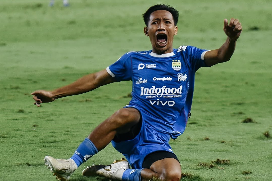 Gelandang Persib Bandung Beckham Putra melakukan selebrasi usai mencetak gol ke gawang Bali United FC. (Dok: Persib) - Image