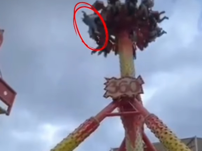 Viral seorang pengunjung terlempar dari wahana 360° Pendulum di Jatim Park Satu. (Tangkapan layar video postingan akun Instagram @palembangterkini.official) - Image