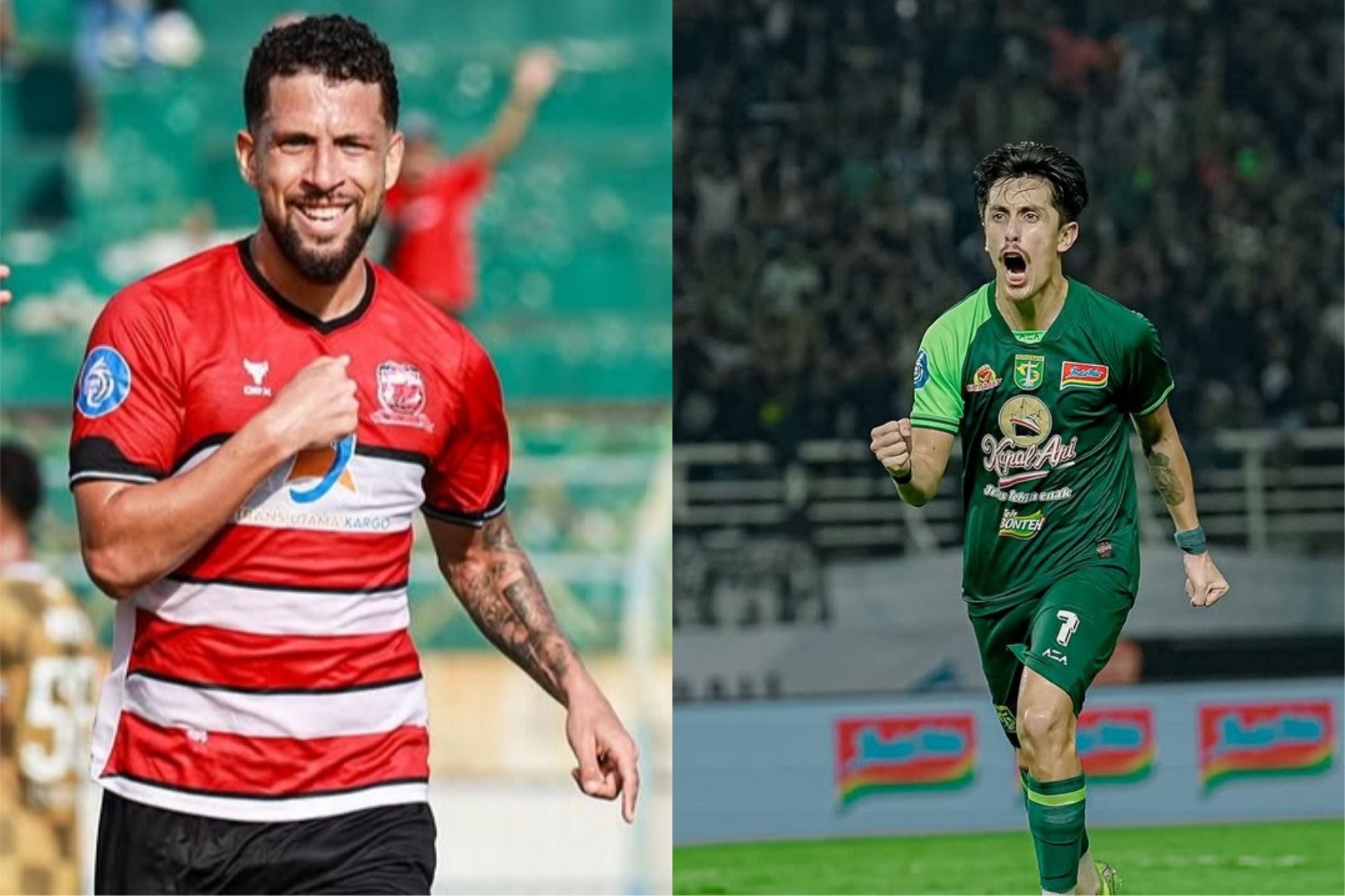 Duel Iran Junior (kiri) dan Francisco Rivera (kanan) bakal tersaji di laga Persebaya Surabaya vs Madura United.(Dok. Francisco Rivera, Iran Junior) - Image