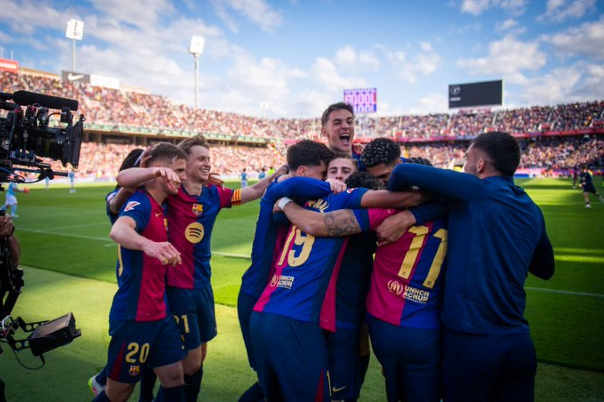 Para pemain Barcelona merayakan kemenangan atas Celta Vigo. (Dok. FC Barcelona) - Image