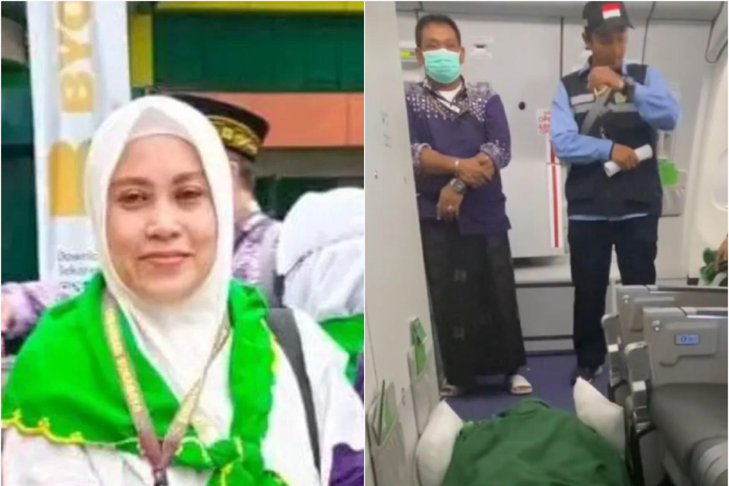 Jamaah calon haji asal Sidoarjo Embarkasi Surabaya, Nur Fadilah meninggal dunia di dalam pesawat Saudia Airlines menuju Madinah. (Instagram @nahrawi_imam) - Image