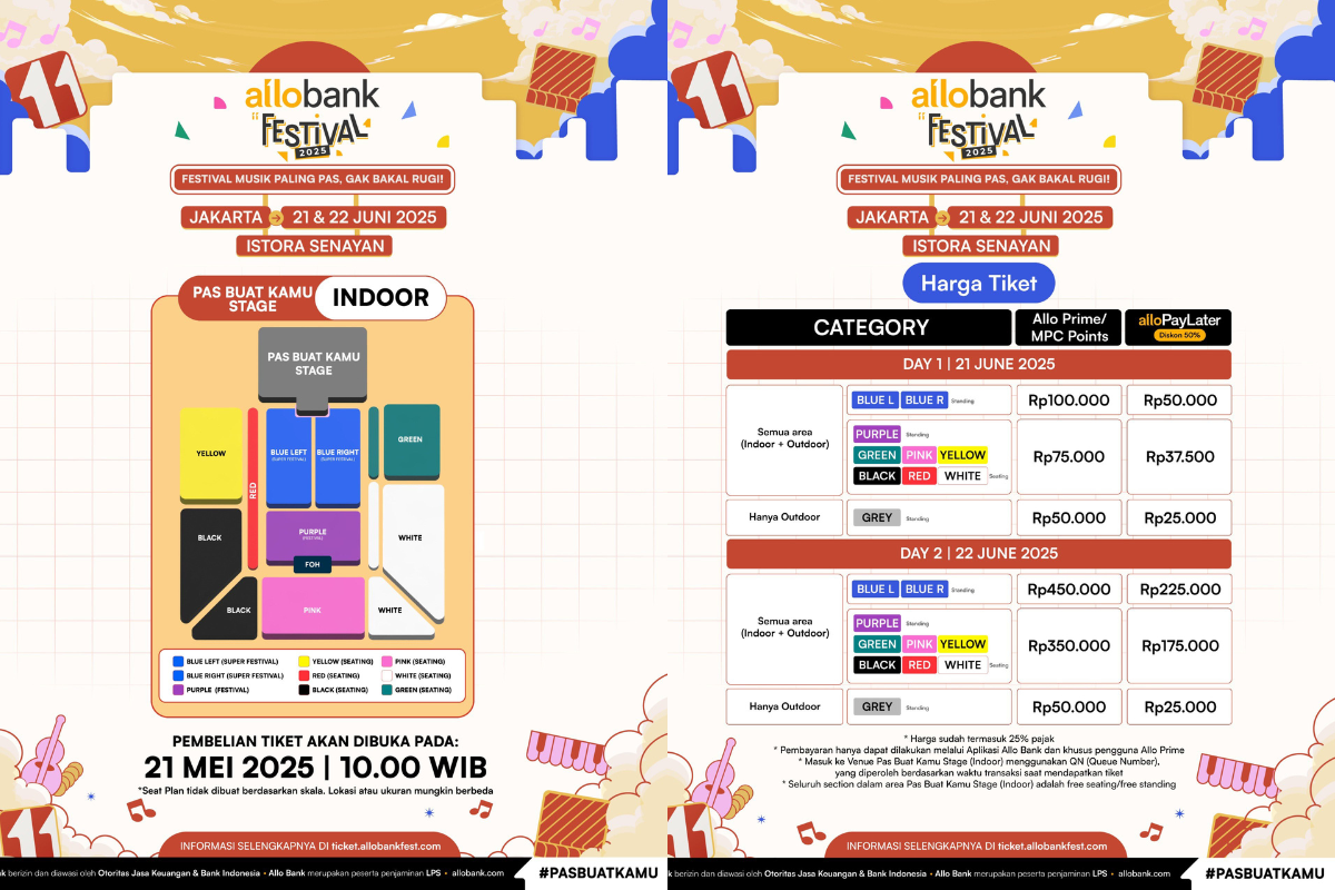 Harga tiket Allo Bank Festival 2025. (Dok. X @AlloBankID) - Image