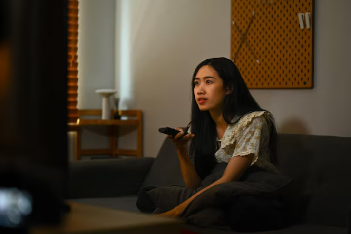 seseorang yang menyalakan tv hanya untuk menemani. (Freepik/sodawhiskey) - Image