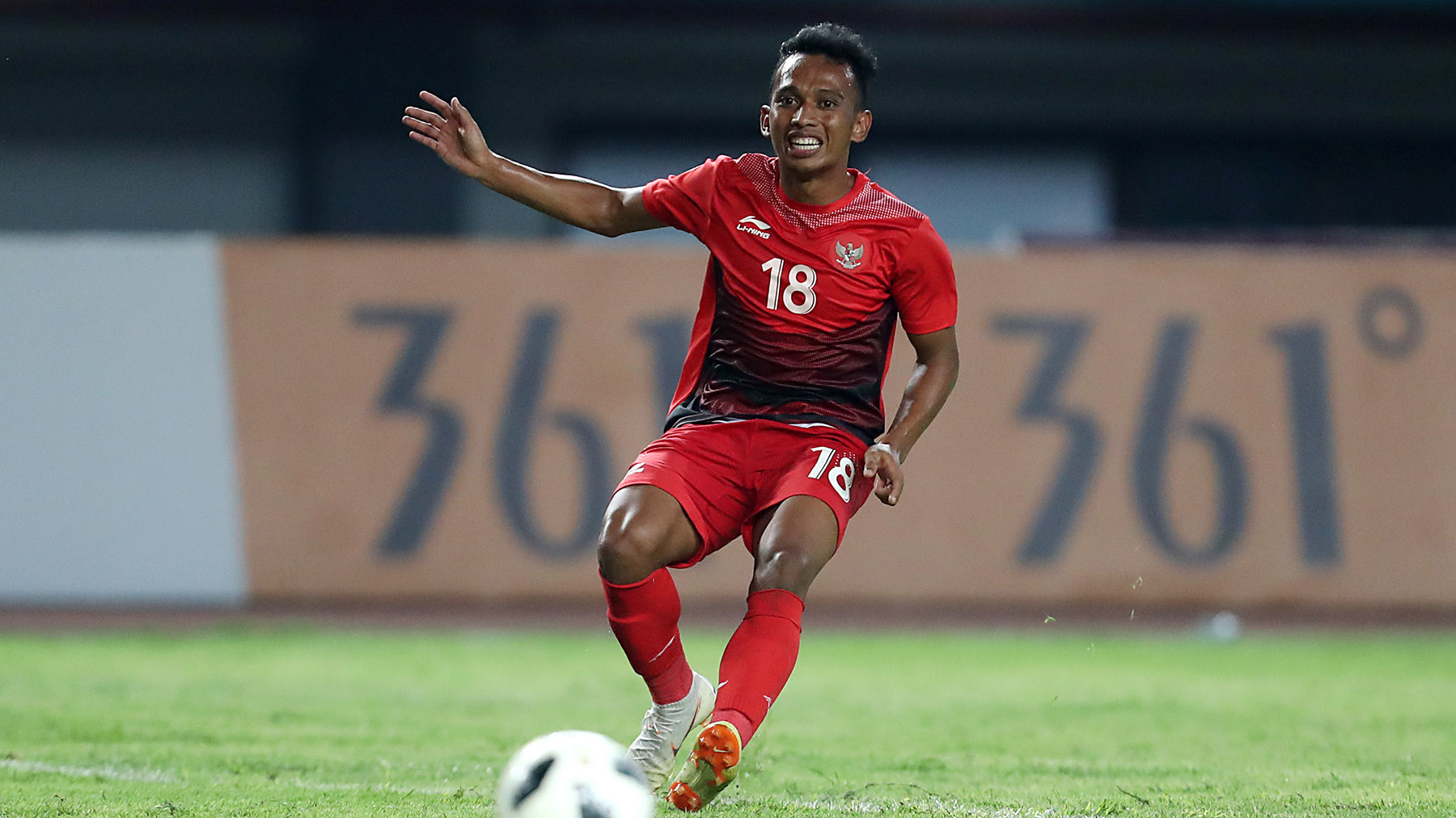 Winger Timnas Indonesia Irfan Jaya di Stadion Patriot Chandrabhaga, Bekasi, Jawa Barat, Senin (20/8/18).
