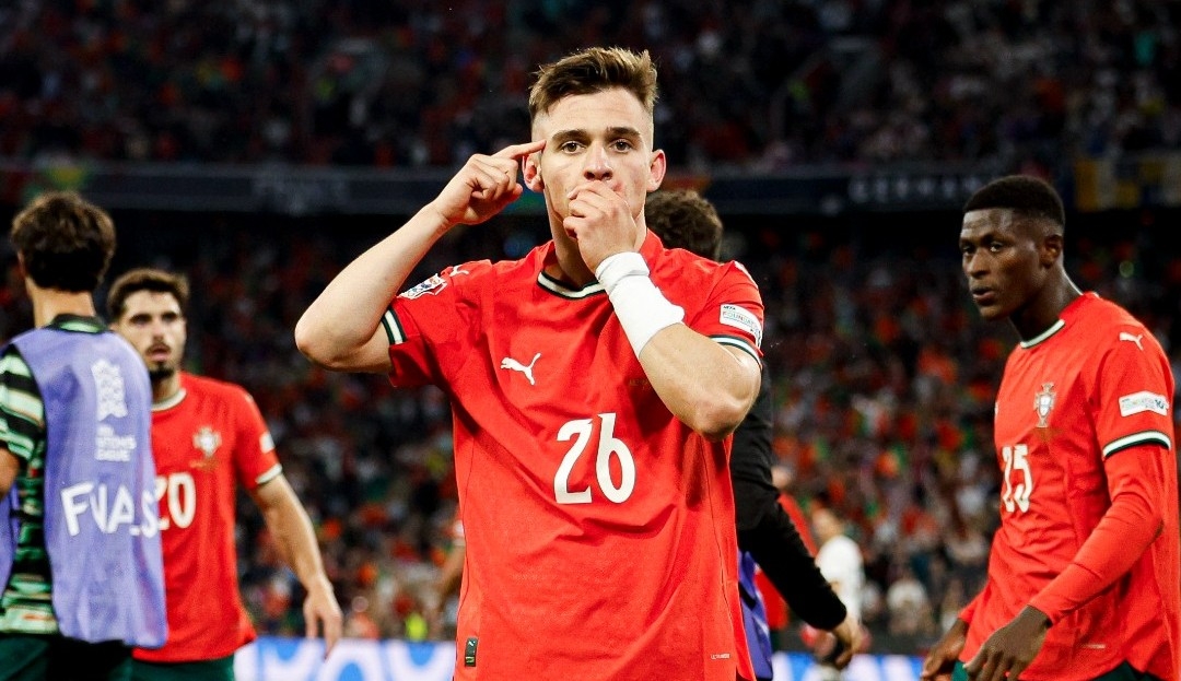 Pemain Portugal Francisco Conceicao usai bikin gol ke gawang Jerman (5/6). (Dok.FPF) - Image