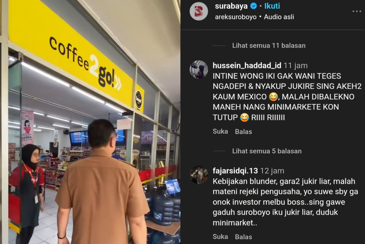 Tangkapan layar sidak Wali Kota Surabaya Eri Cahyadi ke salah satu minimarket di Surabaya. (Instagram @surabaya) - Image