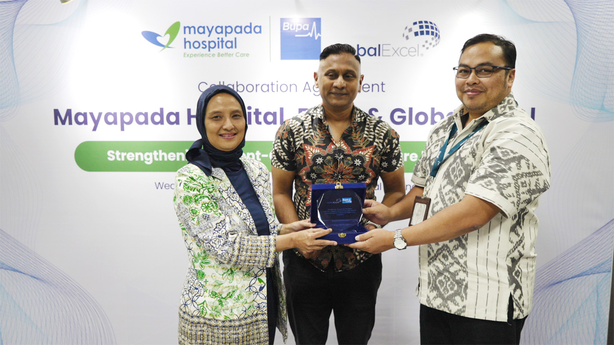 Penandatanganan kerja sama Mayapada Healthcare dengan Bupa International, perusahaan asuransi kesehatan dan Global Excel Indonesia dalam memberikan layanan kesehatan menyeluruh dan nyaman. (Istimewa) - Image