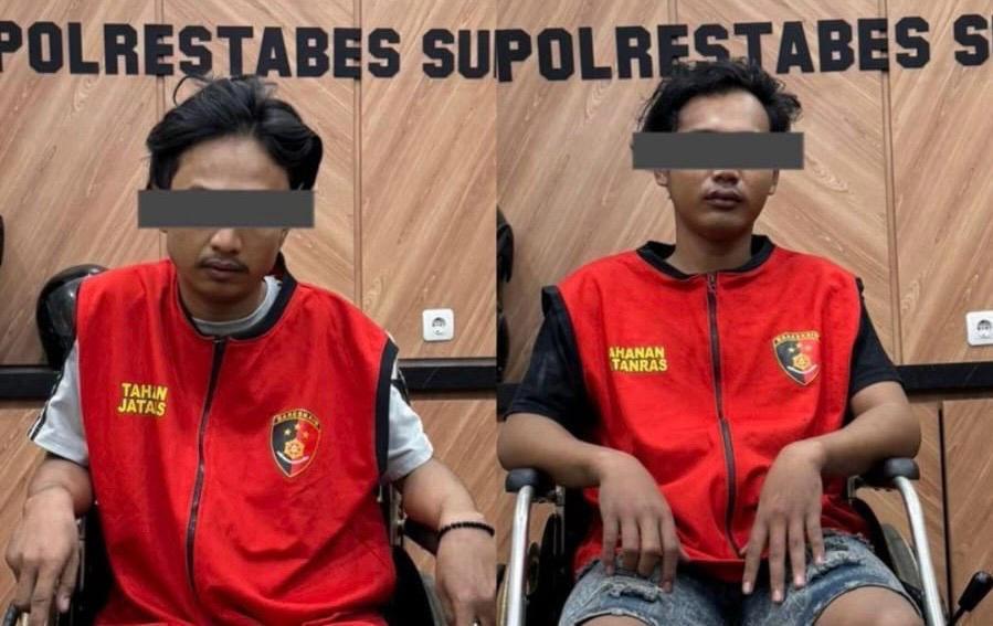 Dua residivis curanmor yang dibekuk Unit Jatanras Satreskrim Polrestabes Surabaya. (Polrestabes Surabaya) - Image