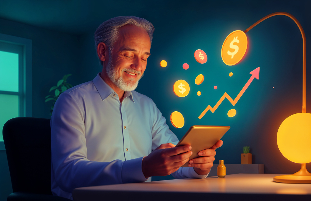 Ilustrasi orang yang kaya raya jadi juragan saham. (Freepik) - Image