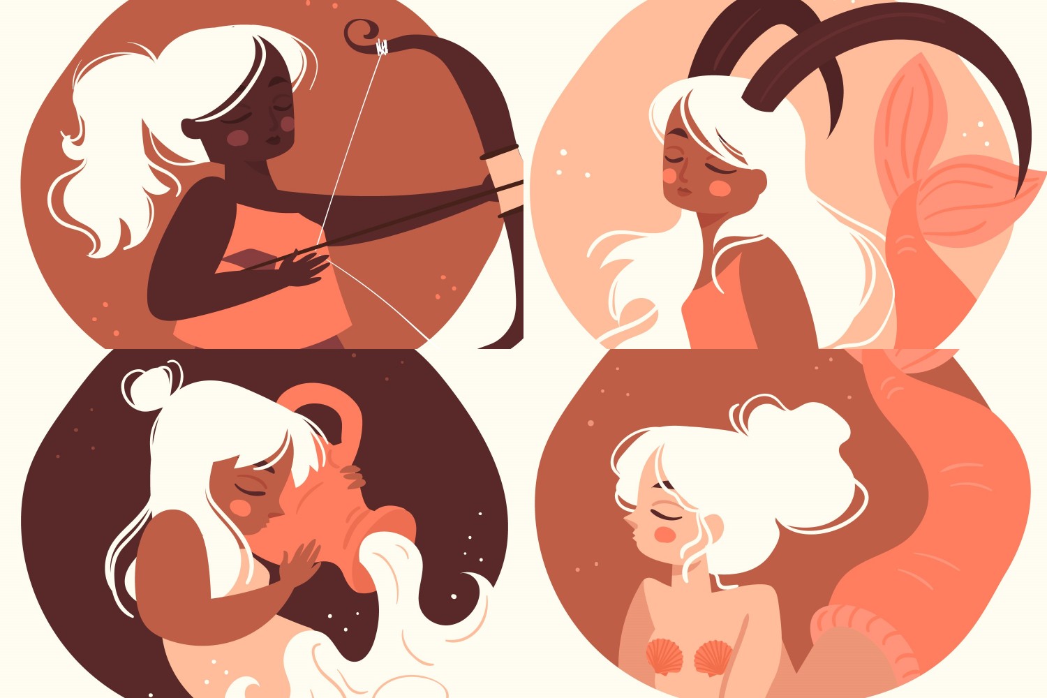 ilustrasi zodiak Sagitarius, Capricorn, Aquarius, dan Pisces. Sumber foto: Freepik - Image