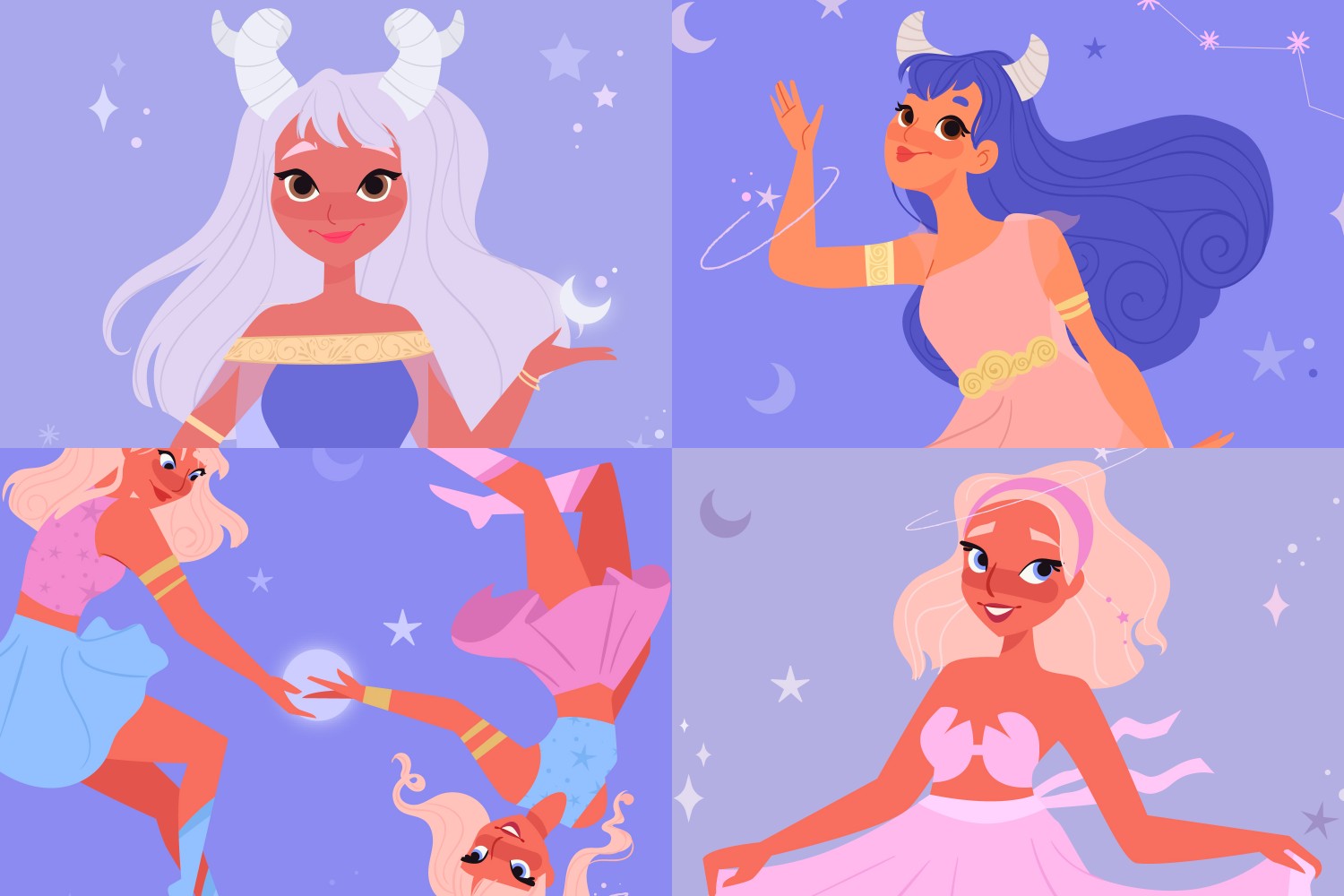 ilustrasi zodiak Aries, Taurus, Gemini, dan Cancer. (freepik) - Image