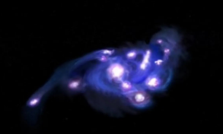 Citra galaksi Cosmic Grapes. (Dok. NASA/ESA/CSA/ALMA via Space.com) - Image