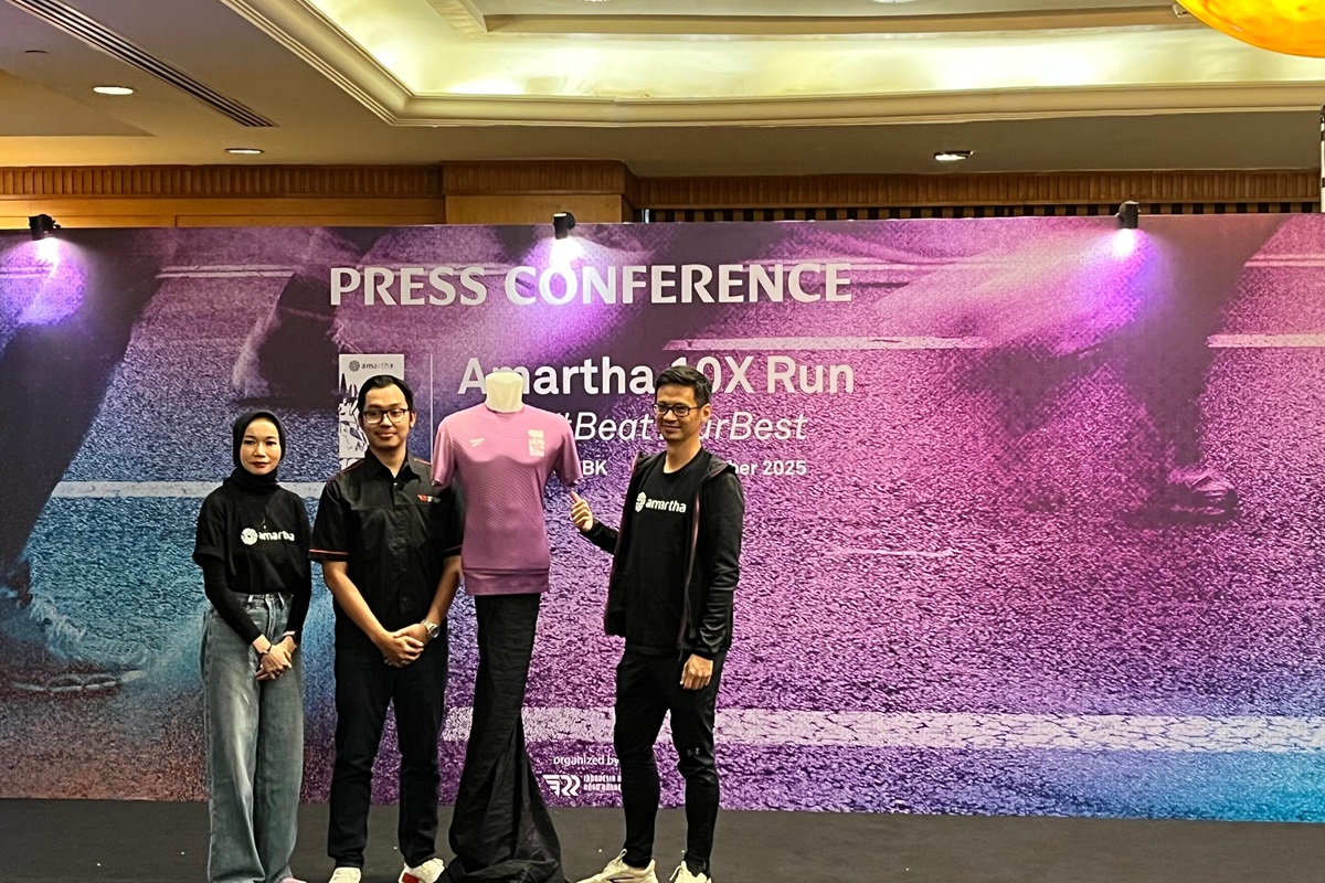 Konferensi pers jelang perlombaan marathon Amartha 10X Run di Menteng, Jakarta Pusat, Selasa (12/8). (Nanda Prayoga/JawaPos.com) - Image
