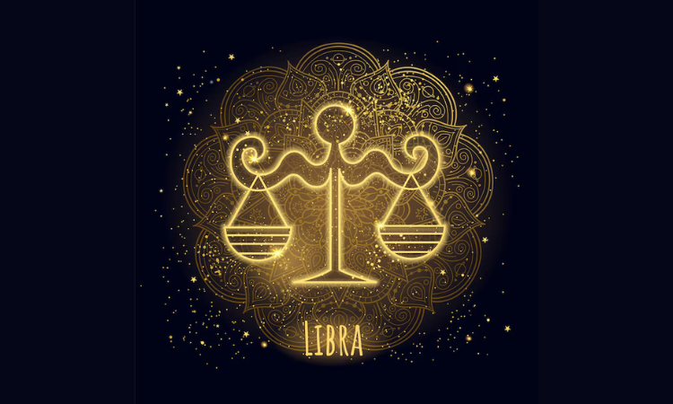 Simbol zodiak Libra berbentuk timbangan artistik, melambangkan keseimbangan dan refleksi. (Freepik) - Image