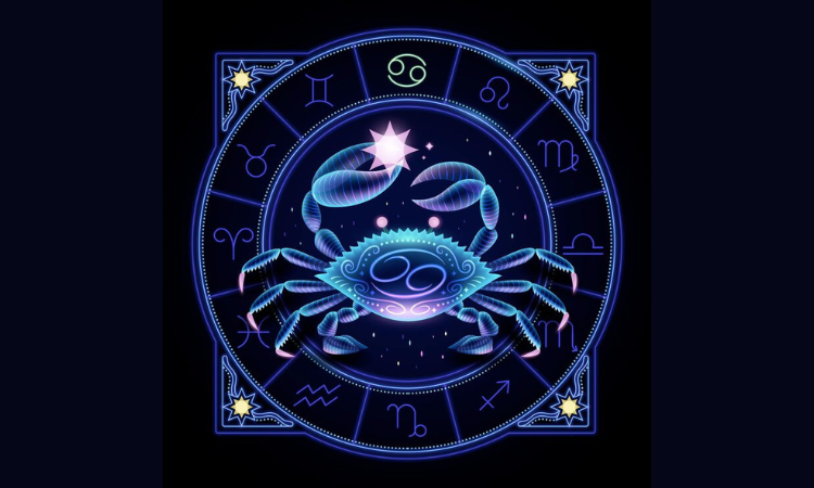 Simbol zodiak Cancer bergaya ilustrasi astrologi, melambangkan kepekaan dan intuisi. (Freepik) - Image
