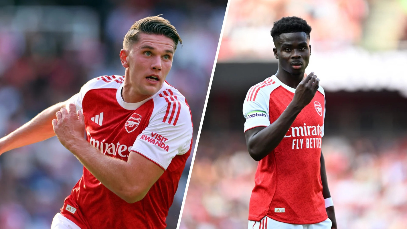 Duo penyerang Arsenal, Viktor Gyokeres (kiri) dan Bukayo Saka (kanan). (Marc Atkins/Stuart MacFarlane/Dok. Arsenal FC) - Image
