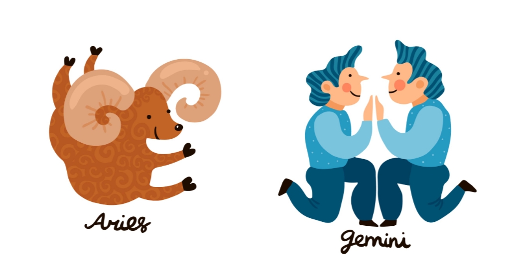 Ilustrasi zodiak Aries dan Gemini (freepik/macrovector) - Image
