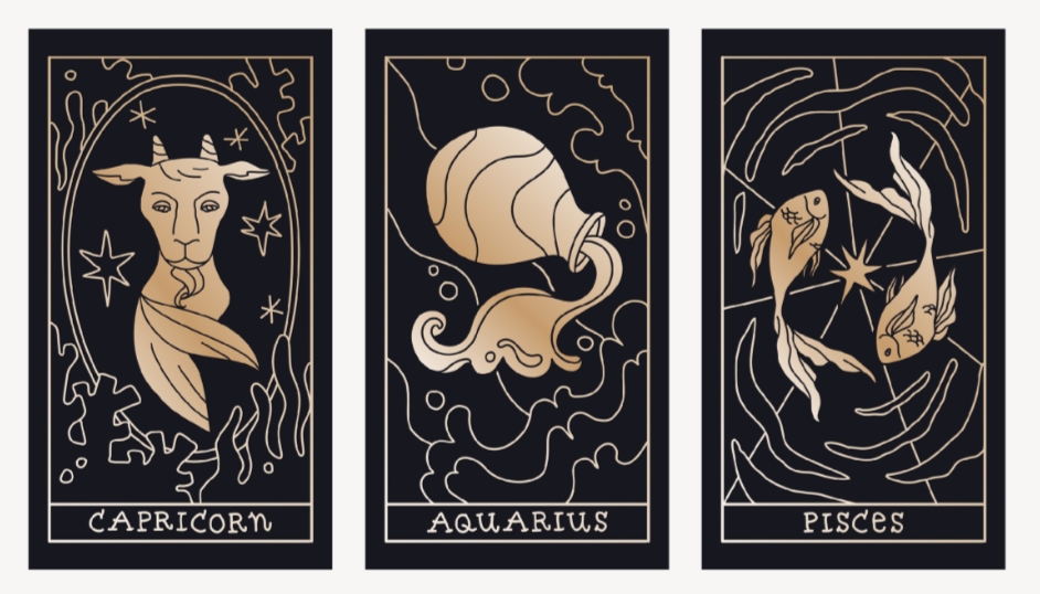 Ilustrasi zodiak Capricorn, Aquarius, dan Pisces (freepik/rawpixel.com) - Image