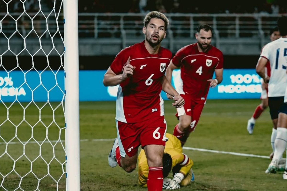 Bek kanan Timnas Indonesia Sandy Walsh setelah cetak gol lawan Taiwan. (Dok. Sandy Walsh) - Image