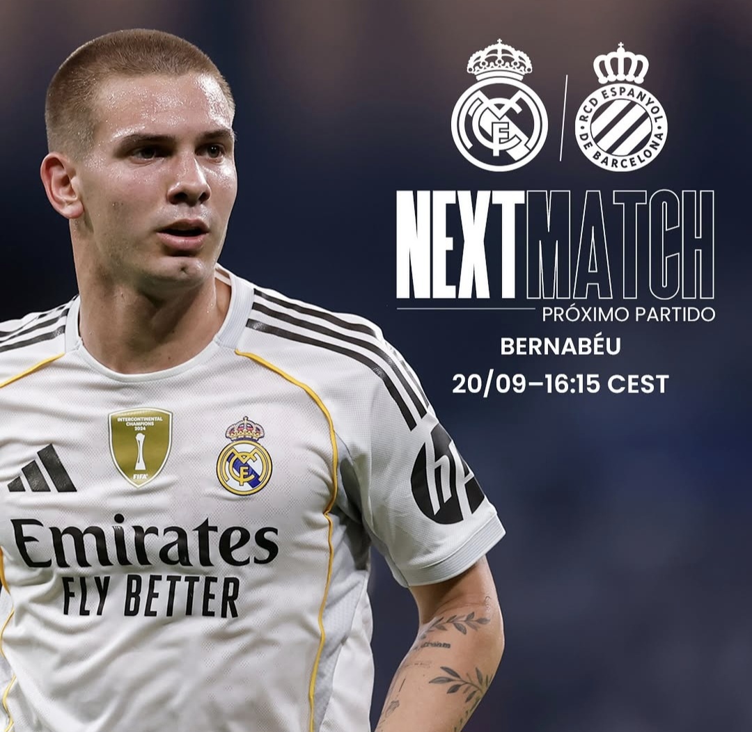 Jadwal pertandingan Real Madris vs Espanyol di Laliga 2025/2025. (@realmadrid) - Image