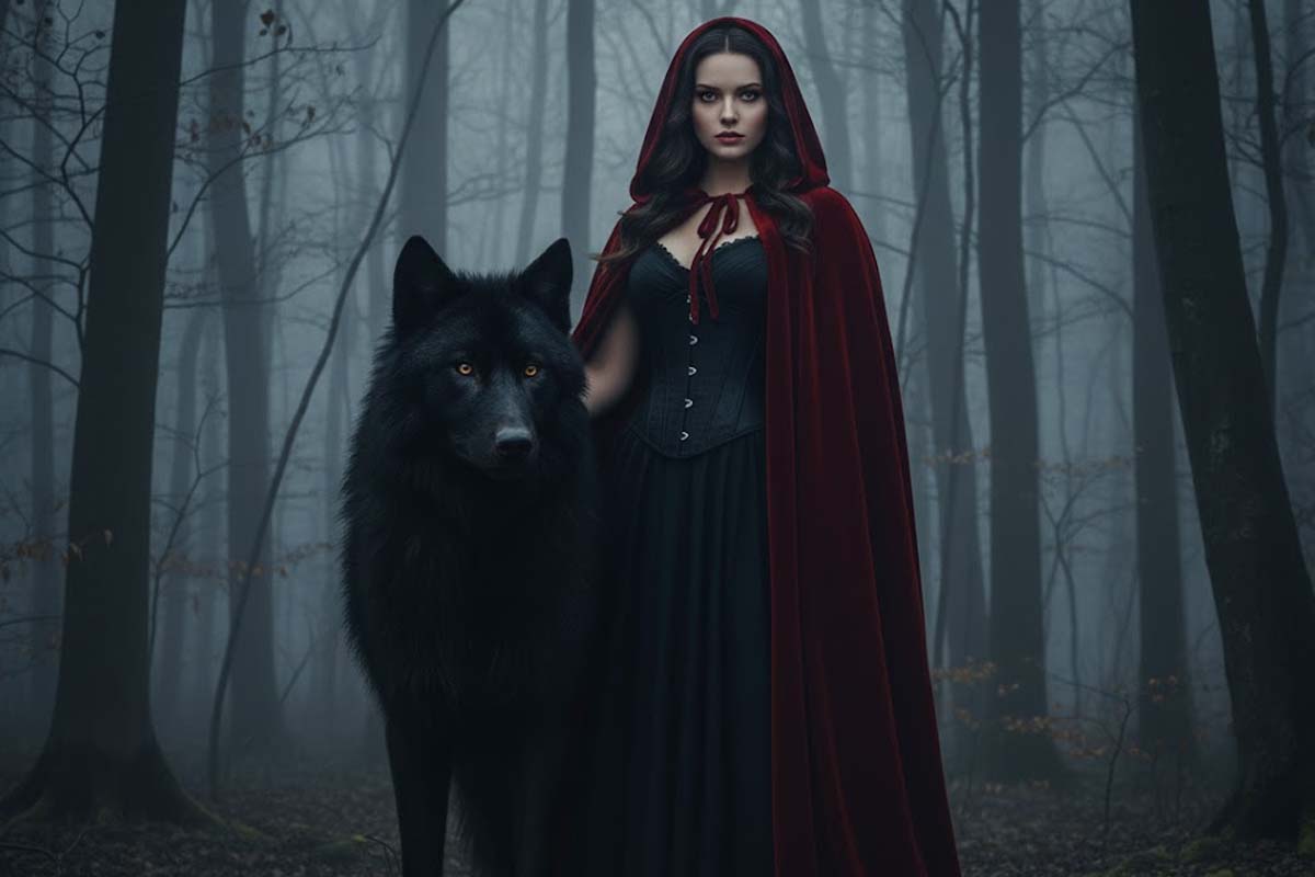 Hasil prompting bergaya ala Red Riding Hood untuk Halloween menggunakan nano banana. (Dhimas Ginanjar/Nano Banana)