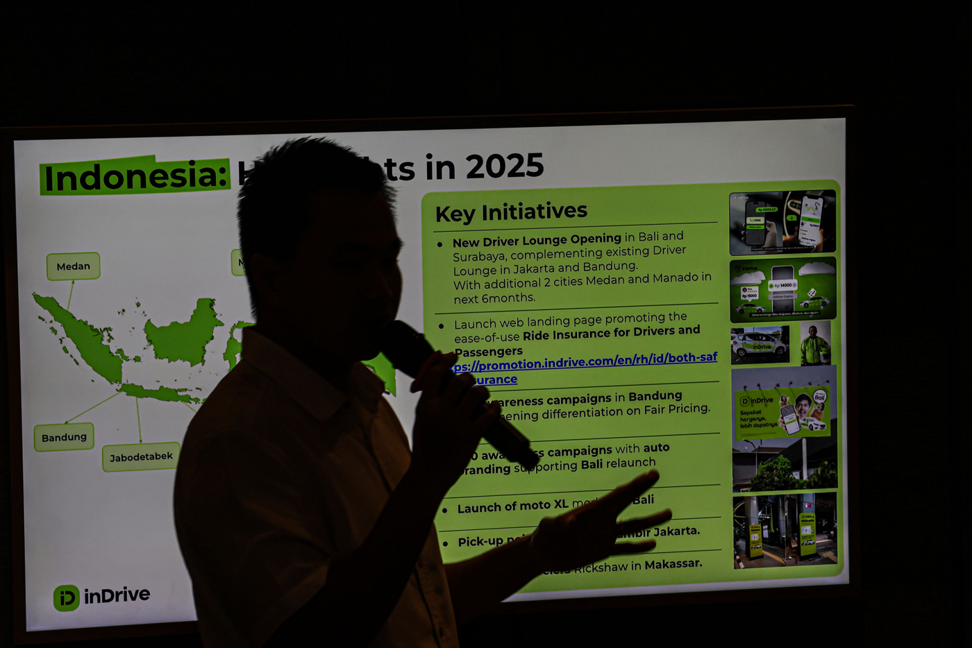 Country Manager inDrive Indonesia Rio Aristo menyampaikan presentasi InDrive dan perkenalan Countru