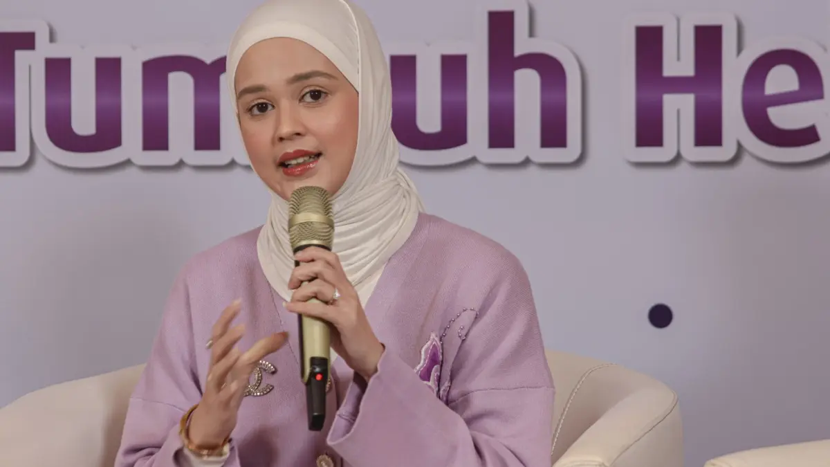 Influencer Cut Meyriska menjadi pembicara saat acara kampanye “Pejuang Berat Badan Anak”  di Jakarta, Jumat (06/03/2026). (Hanung Hambara/Jawa Pos) 