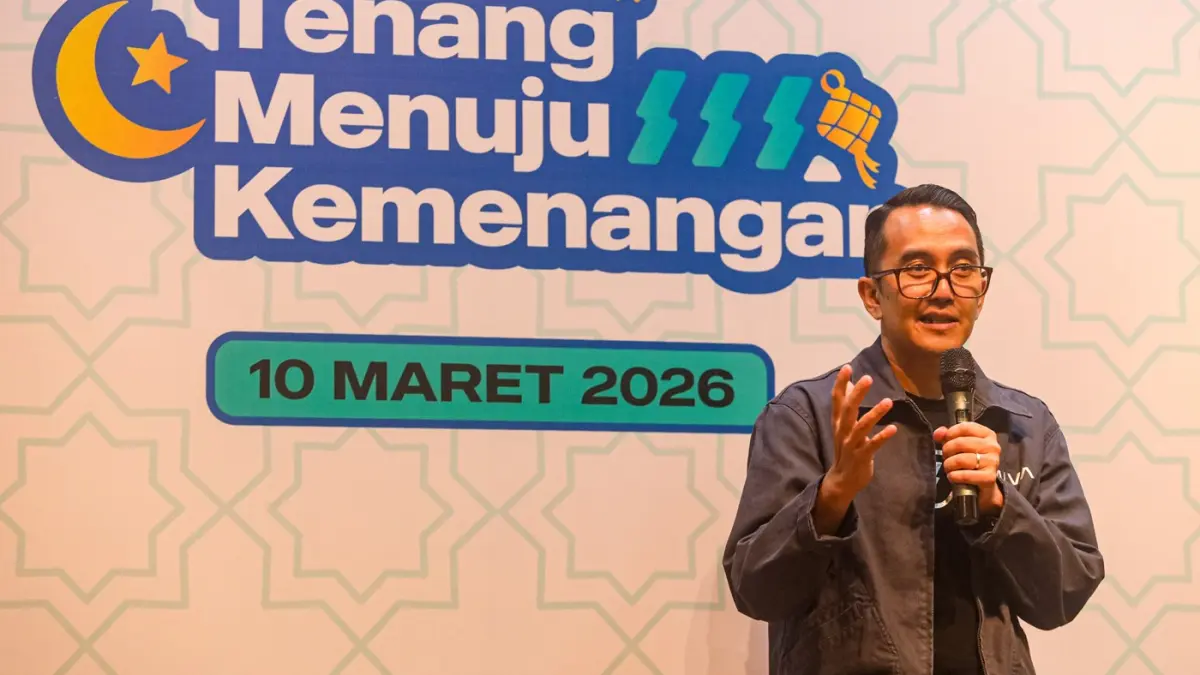 Chief Marketing Officer ALVA Putu Swaditya Yudha memberikan paparan pada konferensi pers di Jakarta, Selasa (10/3/2026). (Salman Toyibi/Jawa Pos)