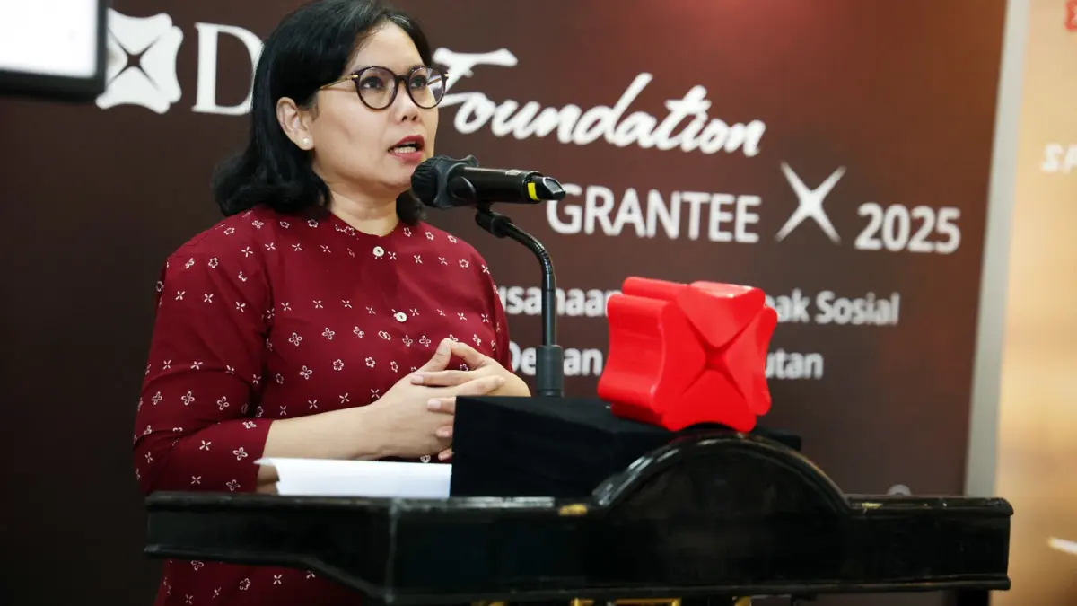 Head of Group Marketing & Communications PT Bank DBS Indonesia Mona Monika menyampaikan komitmen DBS Foundation.