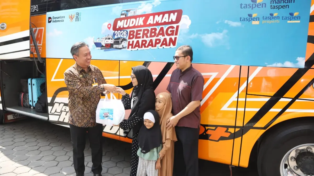 peserta Mudik Bersama Idul Fitri 1447 H di kantor Kementerian Hukum, Jakarta, Kamis (12/3/2026). 