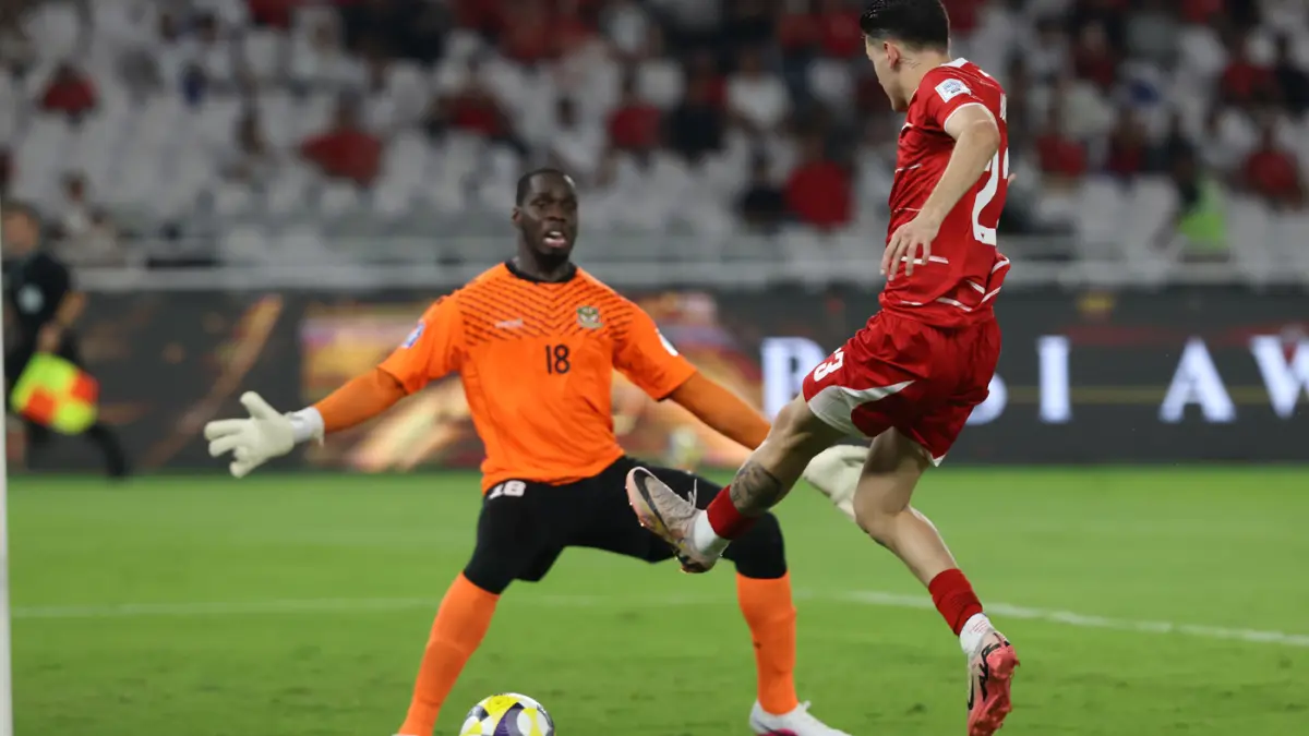 Pemain Timnas Indonesia Justin Hubner pada pertandingan melawan Saint Kitts & Nevis dalam di FIFA Series 2026, Stadion Utama Gelora Bung Karno, Jumat (27/3/2026). (Dery Ridwansah/ JawaPos.com)