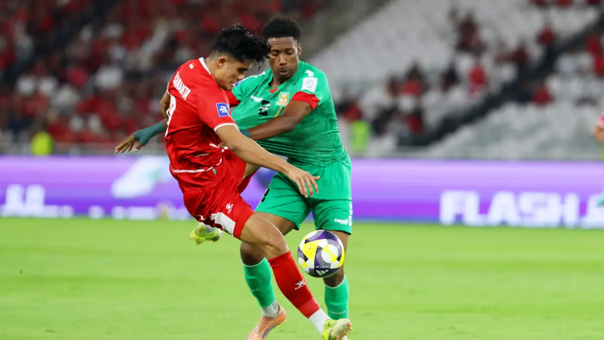 Pemain Timnas Indonesia Ramadhan Sananta pada pertandingan melawan Saint Kitts & Nevis dalam di FIFA Series 2026, Stadion Utama Gelora Bung Karno, Jumat (27/3/2026). (Dery Ridwansah/ JawaPos.com)