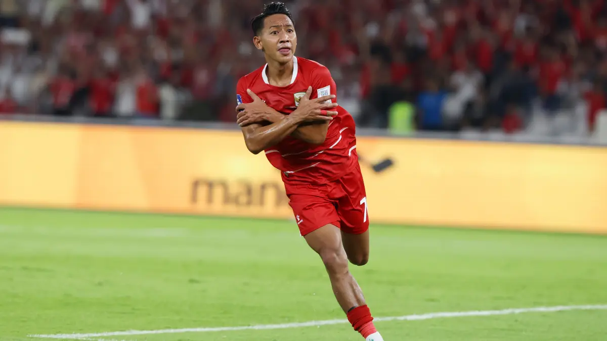 Selebrasi gol dari Beckham Putra ke gawang Saint Kitts & Nevis dalam laga FIFA Series 2026 di Stadion Utama Gelora Bung Karno, Jakarta, Jumat (27/3/2026). (Dery Ridwansah/ JawaPos.com)