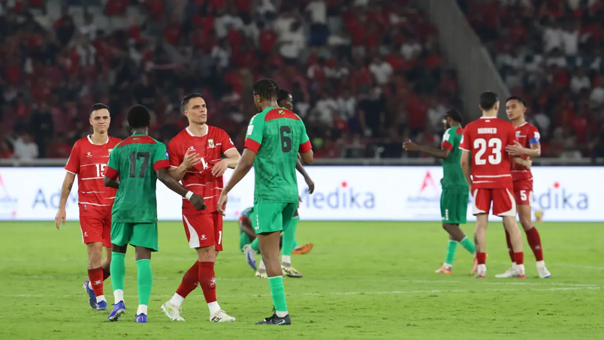 Timnas Indonesia saat melawan Saint Kitts & Nevis dalam di FIFA Series 2026, Stadion Utama Gelora Bung Karno, Jumat (27/3/2026). (Dery Ridwansah/ JawaPos.com)