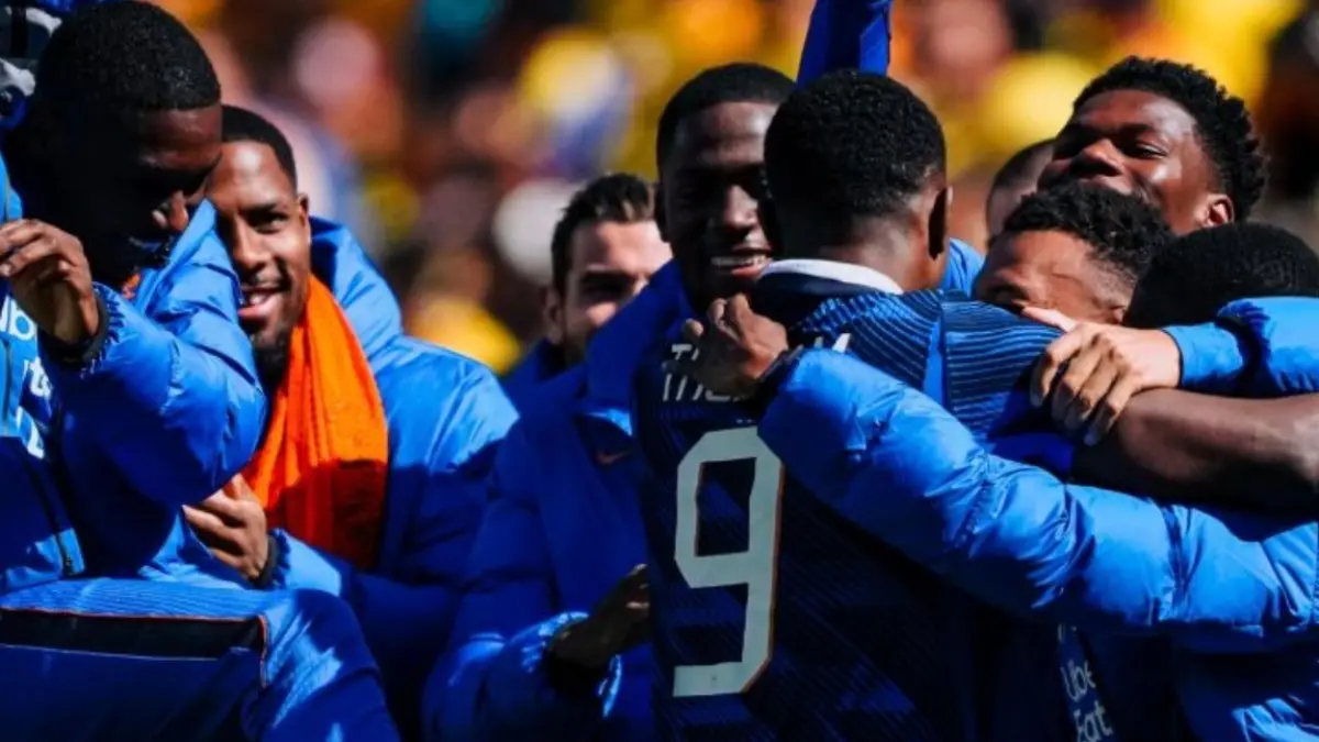 Para pemain Timnas Prancis merayakan gol yang dicetak penyerang Marcus Thuram (9) ke gawang Timnas Kolombia pada pertandingan persahabatan di Stadion Northwest, Maryland, Amerika Serikat, Minggu (29/3/2026) waktu setempat. (x.com/equipedefrance) - Image