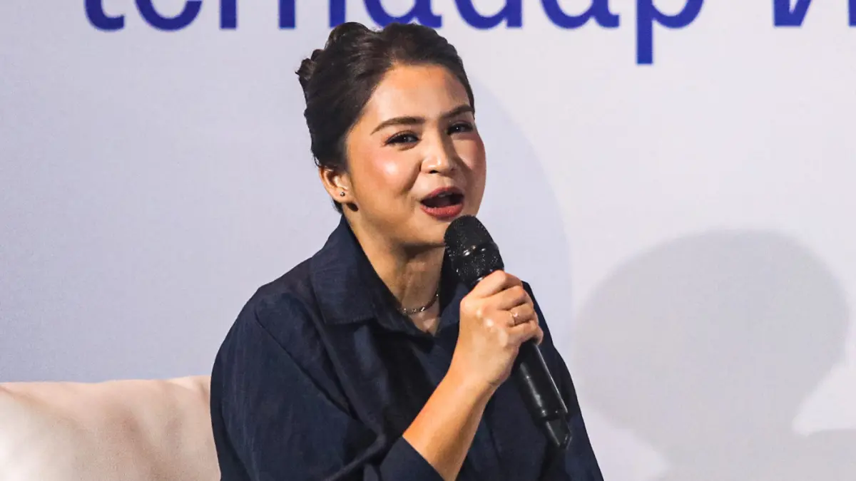 Influencer dan Ibu dari dua orang anak Putri Titian memberikan paparan pada acara penyempaian hasil studi IHDC di Jakarta, Rabu (15/4/2026). (Salman Toyibi/Jawa Pos)