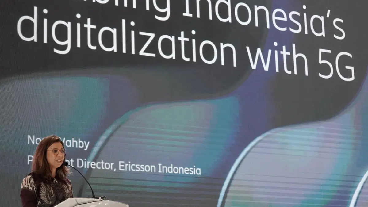 President Director Ericsson Indonesia Nora Wahby memberi paparan saat acara Indotelko Forum 2026 di Jakarta, Rabu (29/4/2026).